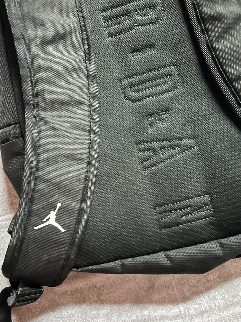 Jordan Black Backpack with Red Jumpman and White Lettering